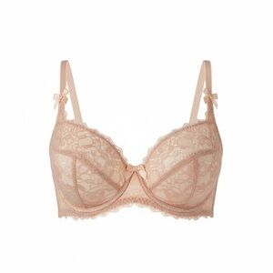 Pretty Lace Underwire Bra in Soft Peach